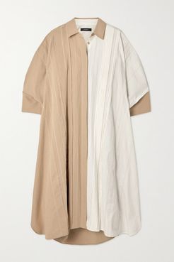 Dany Oversized Color-block Cotton And Linen-blend Shirt Dress - White