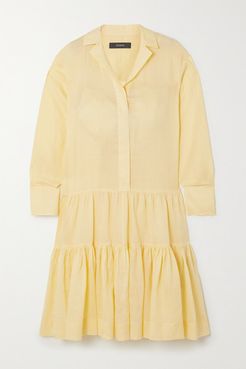 Dan Tiered Ramie Midi Shirt Dress - Yellow