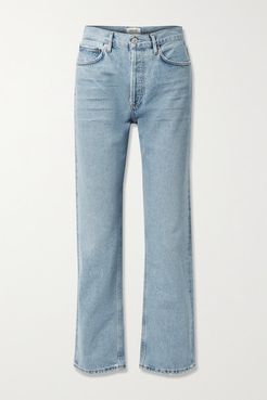 Net Sustain Lana Distressed Organic Mid-rise Straight-leg Jeans - Light denim