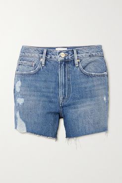 Le Brigette Distressed Denim Shorts - Light denim