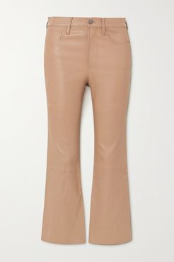 Le Crop Mini Boot Leather Pants - Beige