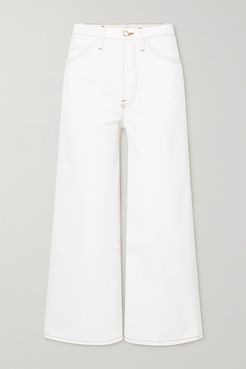Le Italien Cropped High-rise Wide-leg Jeans - White