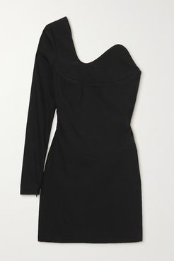 Mila One-sleeve Stretch-crepe Mini Dress - Black
