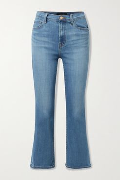 Franky Cropped High-rise Bootcut Jeans - Mid denim