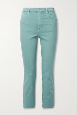 Alma Cropped High-rise Straight-leg Jeans - Gray green