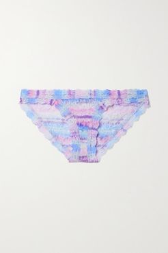 Tied & True Tie-dyed Stretch-lace Brazilian Briefs - Blue