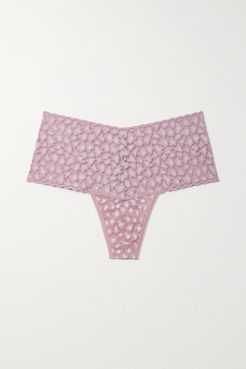 Retro Stretch-lace Thong - Antique rose