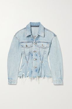 Frayed Denim Peplum Jacket - Light denim