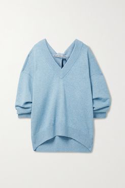 Oversized Twisted Knitted Sweater - Light blue