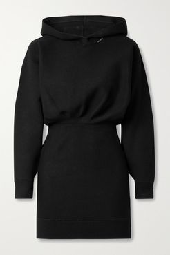 Hooded Knitted Mini Dress - Black