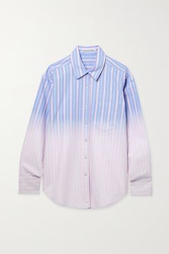 Oversized Dégradé Striped Cotton Oxford Shirt - Blue