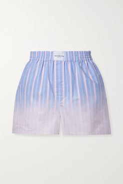 Dégradé Striped Cotton Oxford Shorts - Blue