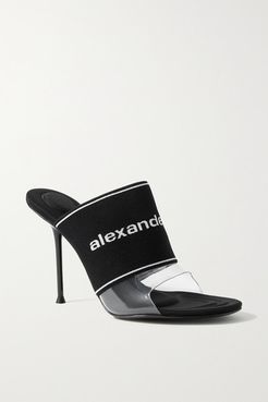 Sienna Logo-jacquard Stretch-knit And Pvc Mules - Black