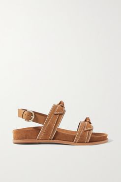 Clarita Sport Bow-embellished Suede And Leather Sandals - Tan