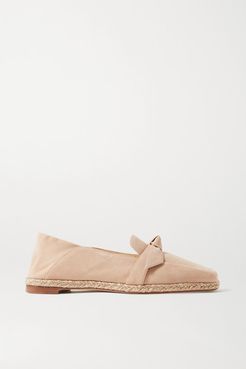 Clarita Bow-embellished Faux Suede Collapsible-heel Espadrilles - Beige