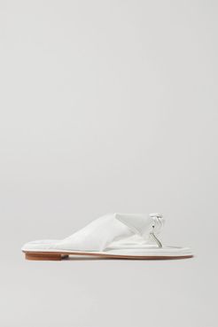 Clarita Leather Flip Flops - White