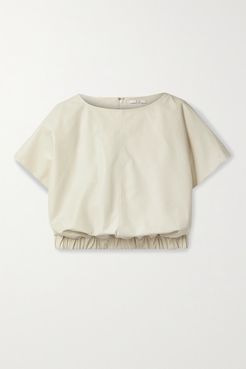 Cropped Leather Top - Cream