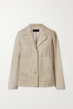 Carter Fringed Leather Jacket - Cream