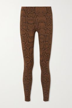 Luna Snake-print Stretch Leggings - Brown