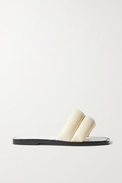 Puffy Quilted Leather Slides - Off-white