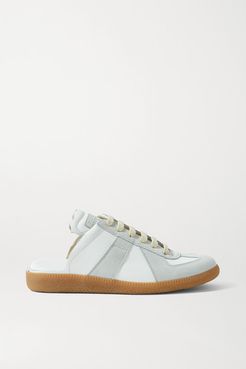 Replica Leather And Suede Slip-on Sneakers - White