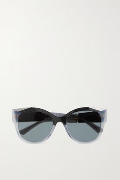 Cat-eye Acetate And Silver-tone Sunglasses - Gray