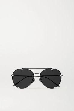 Garavani Glamtech Aviator-style Crystal-embellished Gunmetal-tone Sunglasses