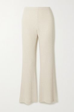 Net Sustain Ribbed-knit Flared Pants - Ecru