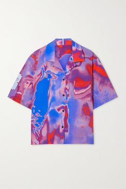 Fantasma Appliquéd Printed Silk-crepe Shirt - Purple