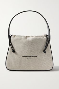 Ryan Leather-trimmed Twill Tote - Beige