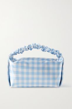Small Gingham Satin Tote - Sky blue