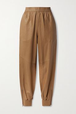 Leather Track Pants - Tan