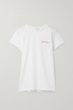 Net Sustain Spread Love Embroidered Slub Organic Pima Cotton-jersey T-shirt - White