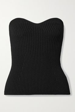 Lucie Strapless Ribbed-knit Top - Black