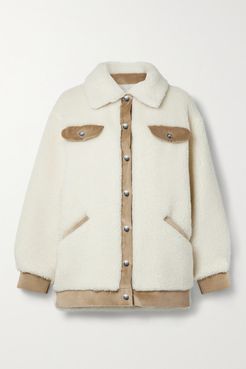 Velvet Frost Corduroy-trimmed Wool And Cotton-blend Faux Shearling Jacket - Ivory