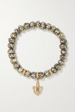 Fleur-de-lis 14-karat Gold, Pearl And Diamond Bracelet