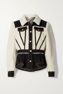 Paneled Wool-blend And Denim Jacket - Ivory