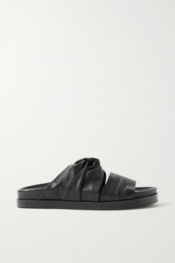 Knotted Leather Slides - Black