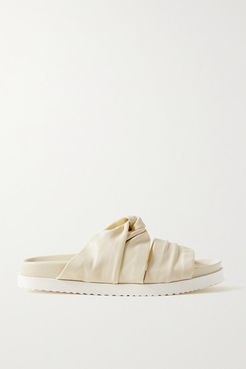 Knotted Leather Slides - Cream