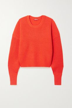 Anthea Cutout Ribbed Cashmere And Cotton-blend Sweater - Orange