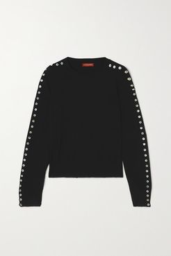 Thallo Button-embellished Knitted Sweater - Black