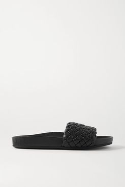 Sonnie Woven Leather Slides - Black
