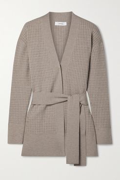 Como Belted Waffe-knit Wool-blend Cardigan - Sand