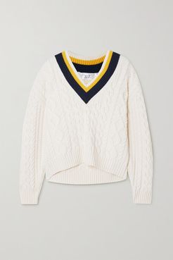 Striped Cable-knit Sweater - Ivory