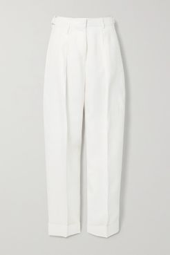 Pleated Woven Tapered Pants - Cream