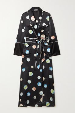 Capability Printed Silk-satin Robe - Black