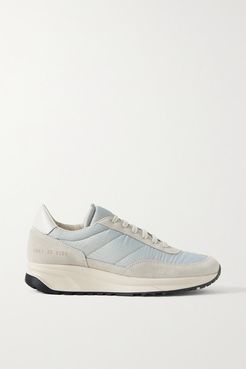 Track Classic Leather-trimmed Suede And Ripstop Sneakers - Light gray