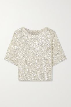 Sequined Cashmere And Silk-blend Top - Cream