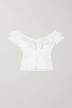 La Paz Off-the-shoulder Ruffled Recycled Poplin Top - White