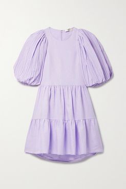 Bailey Broomstick Tiered Linen-blend Dress - Lilac